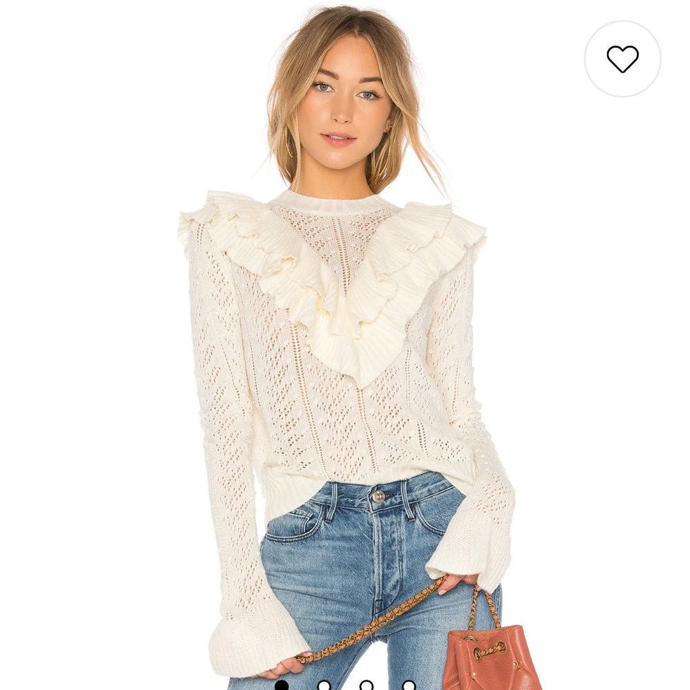 Tularosa Cream Ruffle Sweater